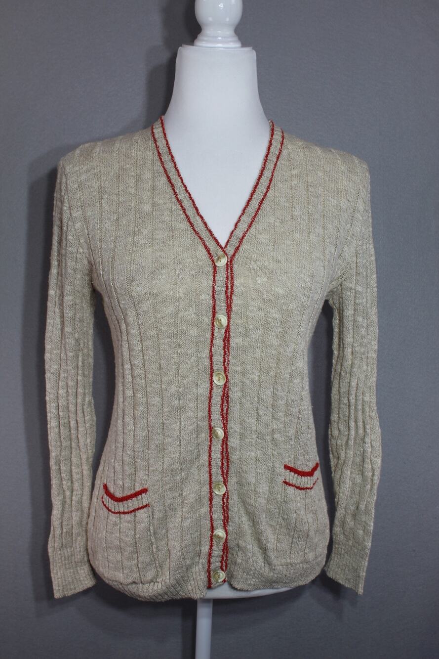 Vintage Innovations by Talbott Linen Blend Knit Cardigan Sweater Womens Small
